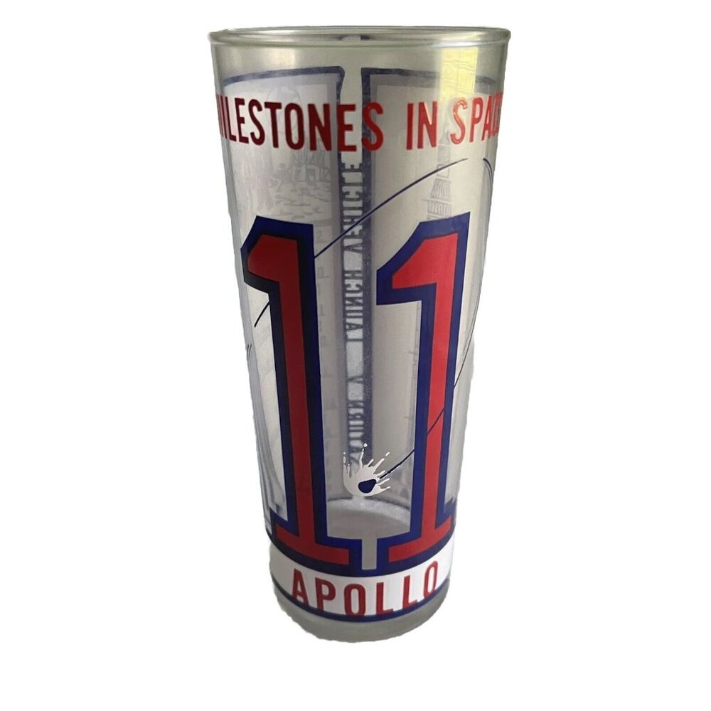 Apollo 11 Milestones in Space Saturn V Launch Vehicle Glass Tumbler NASA Barware